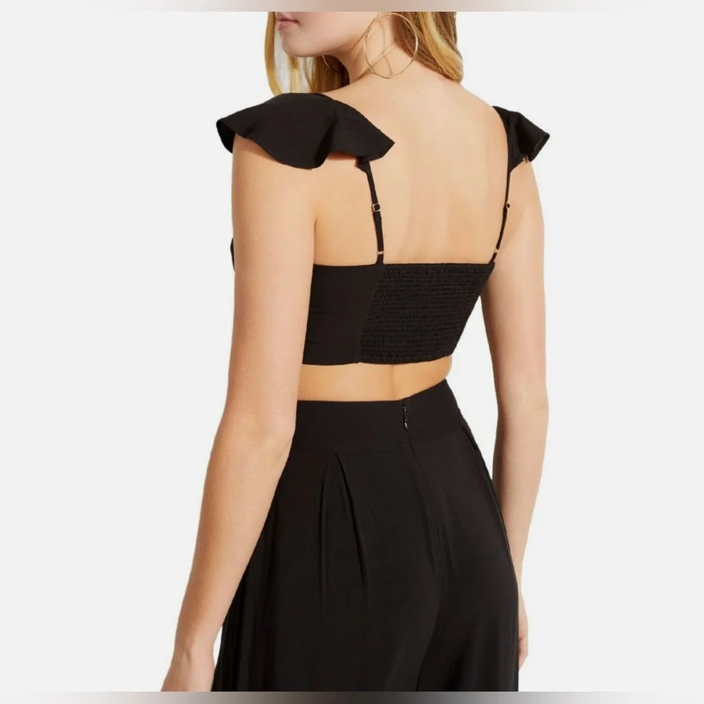 GUESS Womens Charissa Black Off-the-shoulder Knot-front Crop Top XS $58 - Picture 3 of 10